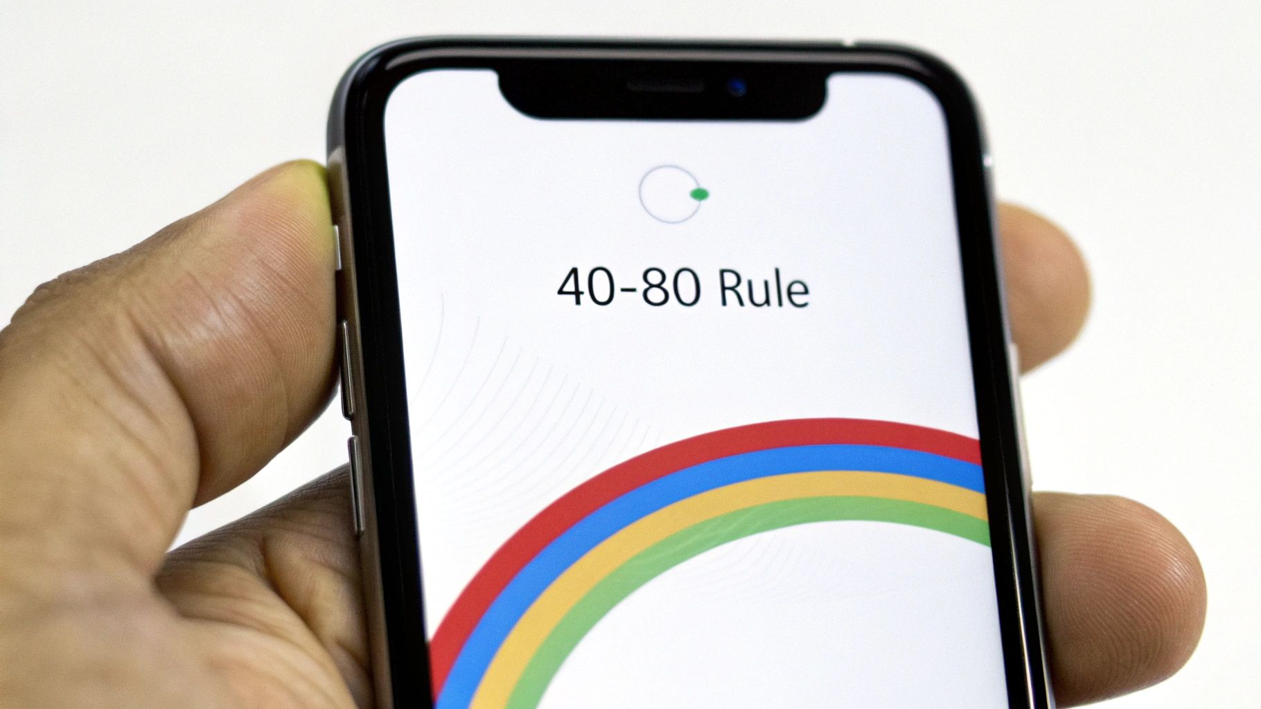 A smartphone screen showing an optimal battery charge level between 40% and 80%.