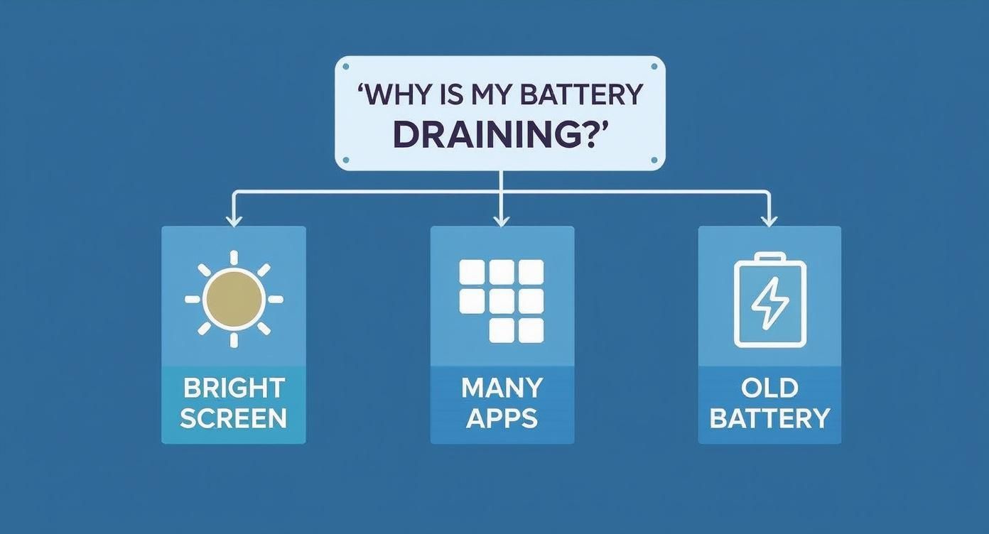 Infographic about battery drains fast