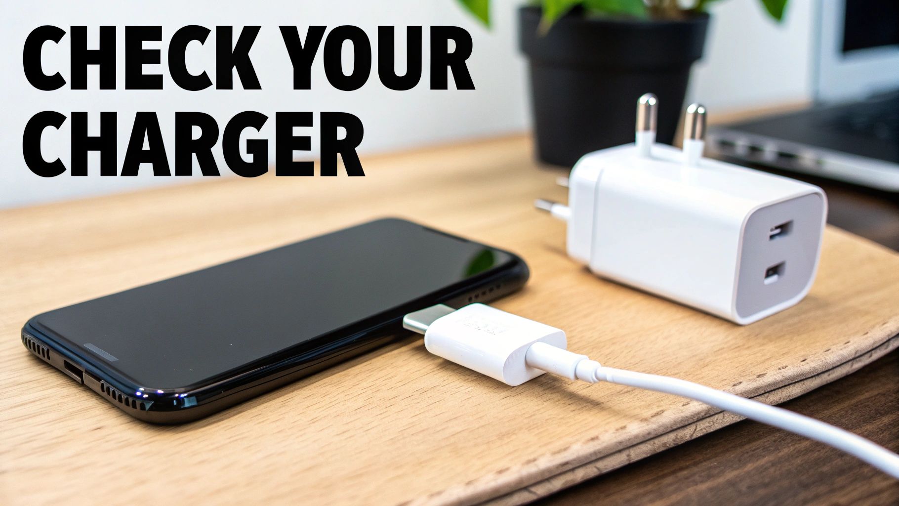 A close-up of a phone's charging port being cleaned with a small tool.