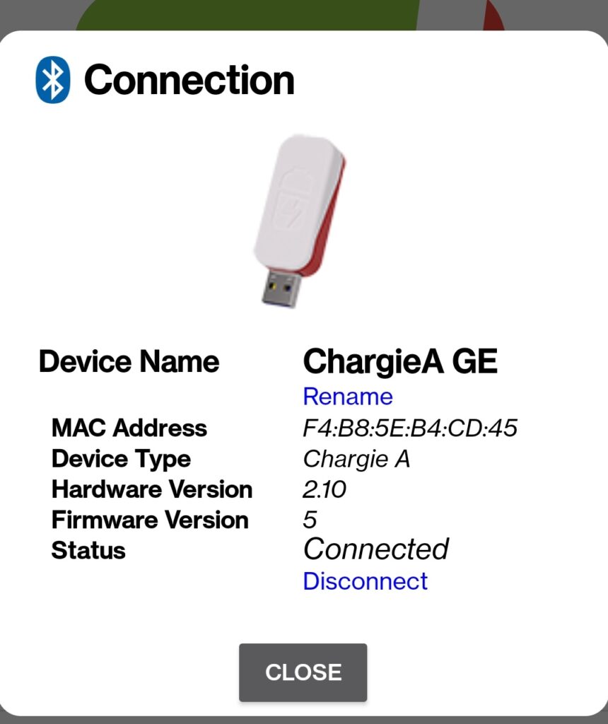 Chargie-Bluetooth-connection-info